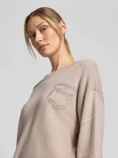 Sweter Liu Jo z kamieniami beżowy