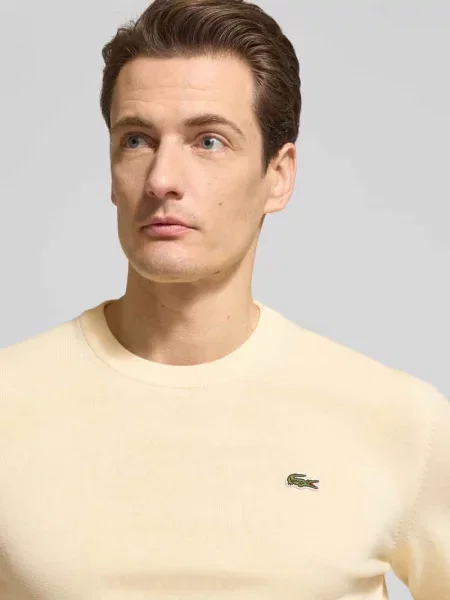Sweter Lacoste z logo beżowy