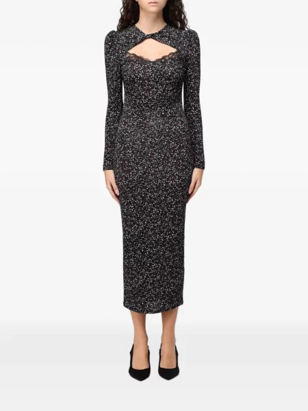 Rochie midi Mar De Margaritas cu model floral cu imagine din dantelă negru