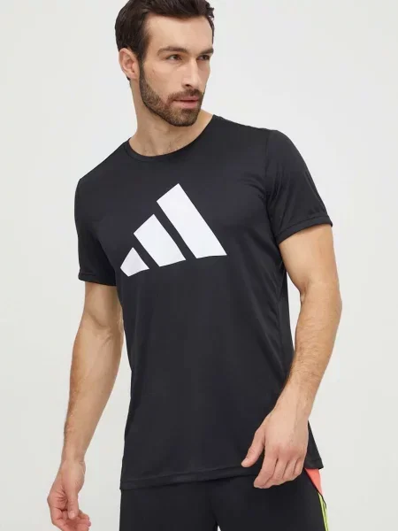 Тениска за бягане adidas Performance Run It черно с принт