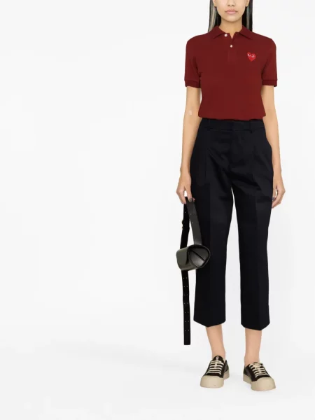Siuvinėta polo marškinėliai Comme Des Garçons Play apkarpytas raudona
