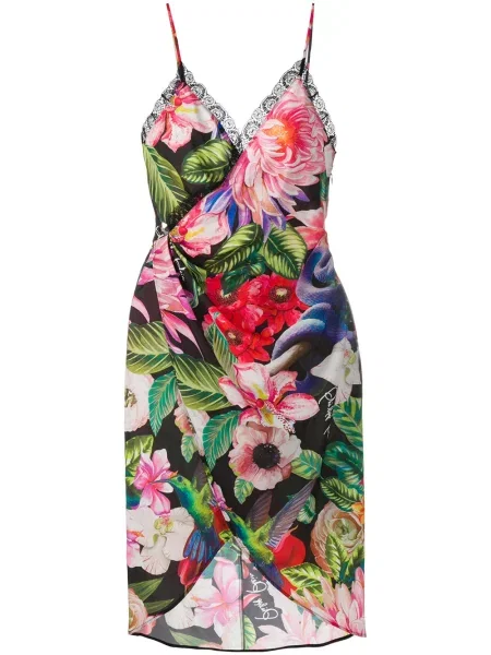 Rochie Philipp Plein cu model floral cu imagine de costum negru