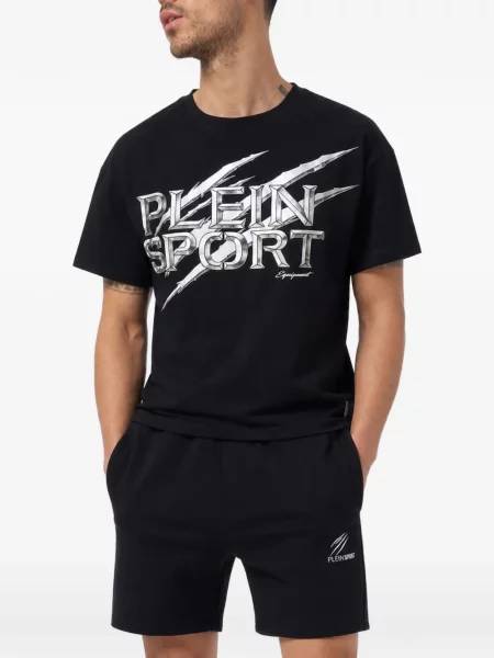 Αθλητικό μπλουζάκι Plein Sport με σχέδιο μαύρο