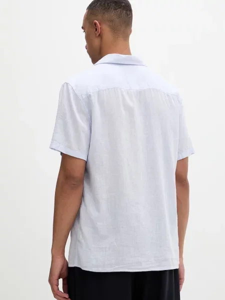 Calvin Klein koszula z lnem fioletowa