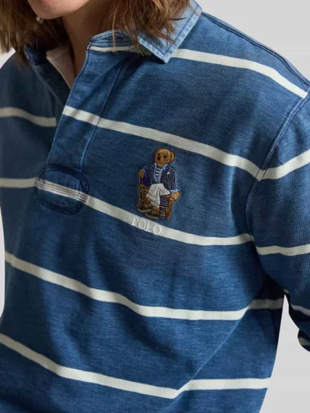 Koszulka polo o kroju regular fit z czystej bawełny z haftem Polo-Bear-Print' Polo Ralph Lauren niebieska