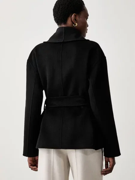 Calvin Klein krótki płaszcz z wełną czarny