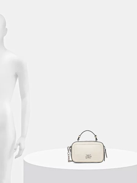 Кожаная сумка Karl Lagerfeld K/Autograph с автографом белая