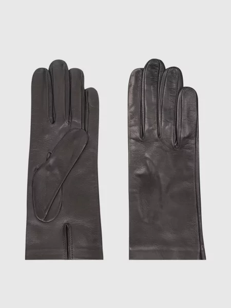Шкіряні рукавички з розрізом Sermoneta Gloves сірі