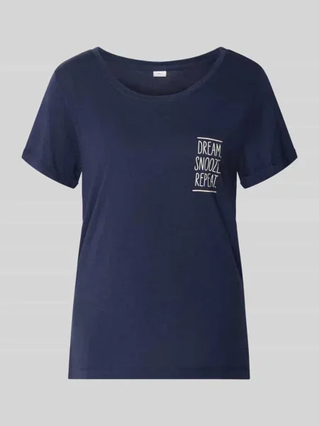 Piżama o kroju Comfort Fit z mieszanka bawełny i model Perfect Nights T-Shirt' S.oliver Red Label granatowa