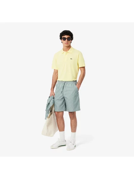 Lacoste Szorty W Paski Relaxed Fit zielone