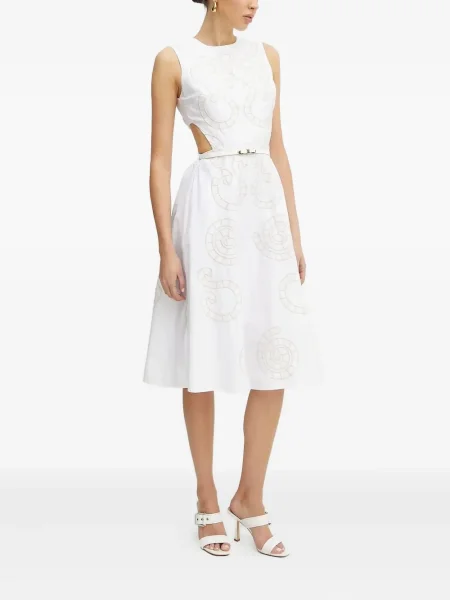 Rochie midi Silvian Heach cu broderie până la genunchi de costum alb