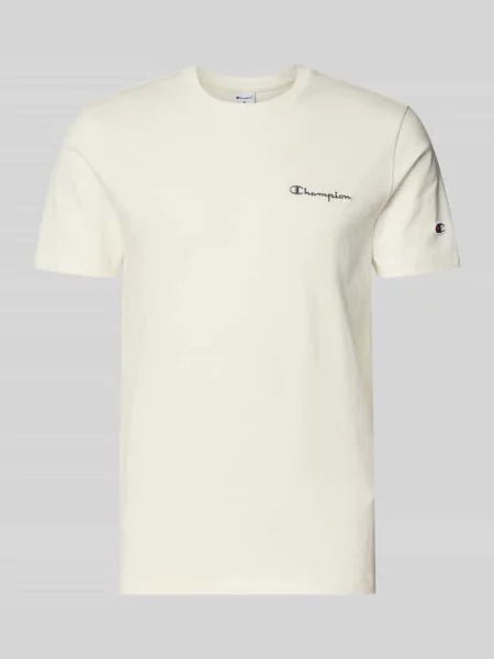 T-shirt z naszywanymi detalami z logo i okrągłym dekoltem Champion biała