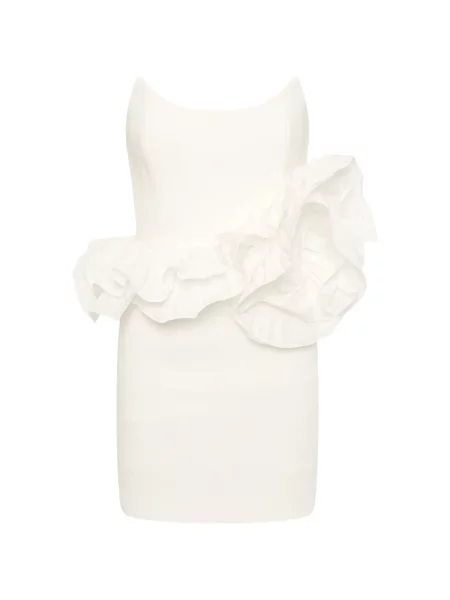 Rochie mini Rebecca Vallance cu volane fără bretele alb