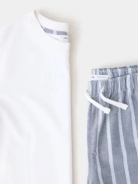 Piżama w paski Dzieci lata MANGO KIDS biały