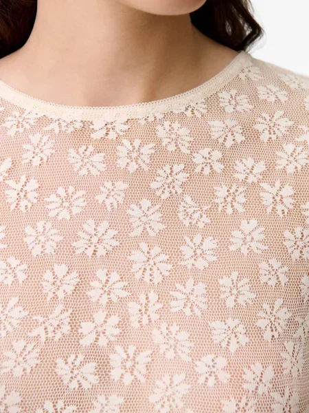 Top Claudie Pierlot s cvjetnim printom s čipkom ružičasta