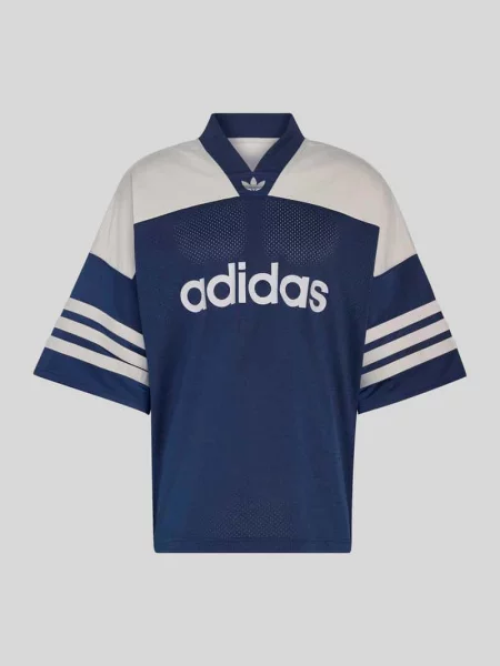T-shirt z dużym nadrukiem z logo Adidas Originals granatowa