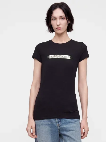 ARMANI EXCHANGE Tričko ružová / čierna biela
