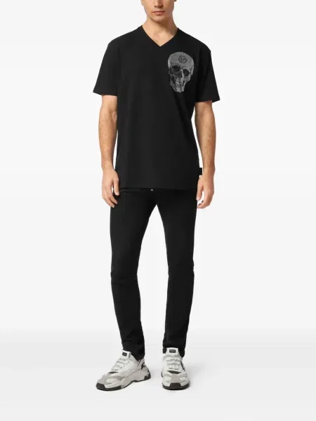 V-nyakú póló Philipp Plein fekete