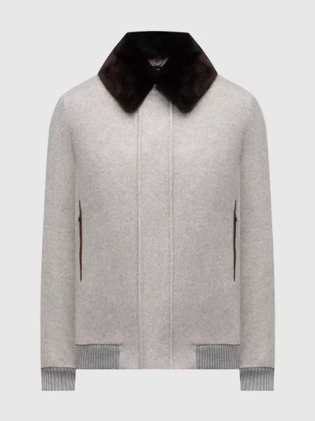 Куртка з кашеміру на хутрі Cashmere&whiskey сіра