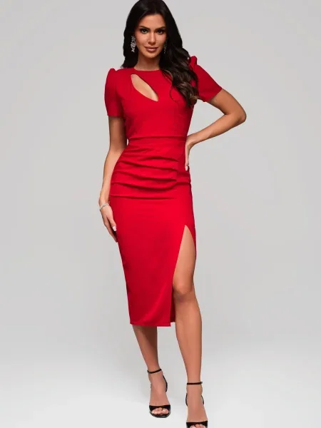 Kratak odgovarati mini haljina Edoti crvena