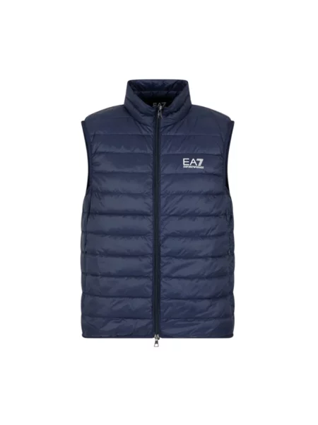 Kompaktowa kamizelka puchowa Ea7 Emporio Armani ze stójką niebieska