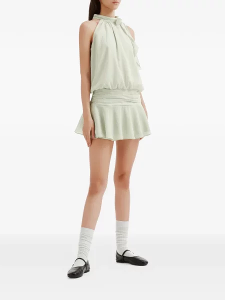 Rochie mini B+ab cu volane verde