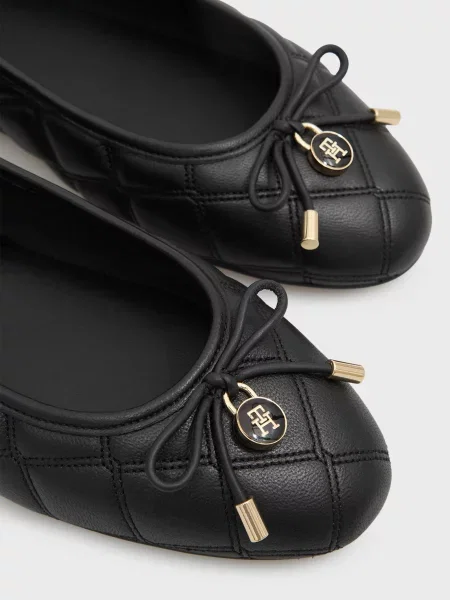 Кожаные стеганые балетки Tommy Hilfiger черные