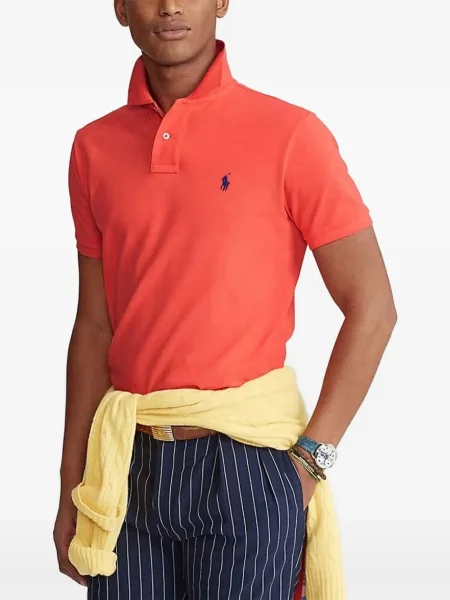 Lanena polo majica Polo Ralph Lauren karirana zelena