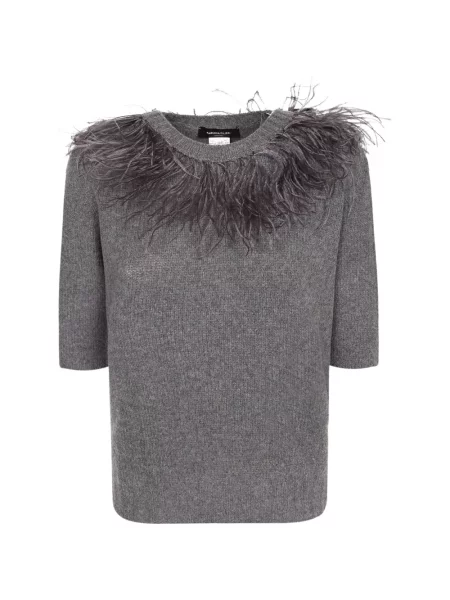 Scurt tricou Fabiana Filippi cu pene gri