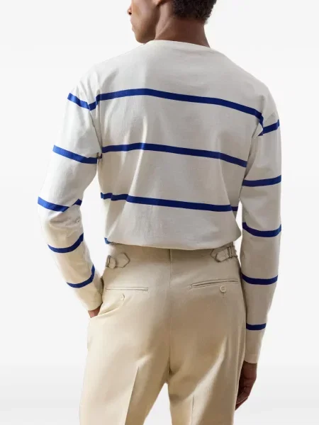 Ριγέ μακρύς μπλούζα Ralph Lauren Purple Label λευκό