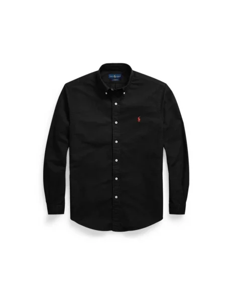 Ralph Lauren Koszule Mężczyzna Koszula z Kołnierzykiem Zapinana na o Kroju Custom Fit czarny