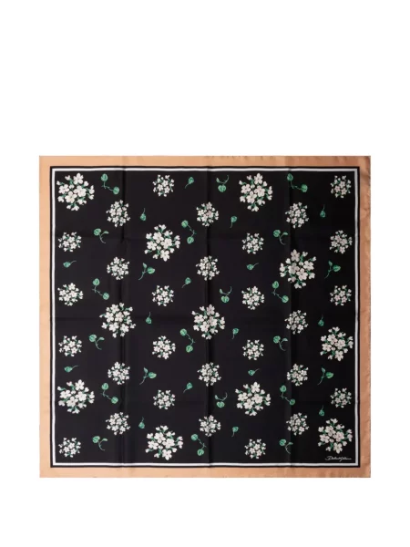 Fular Dolce & Gabbana cu model floral cu imagine negru