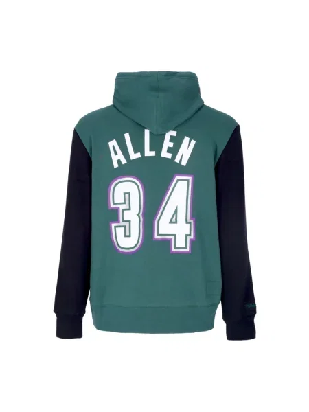 Lniana bluza z kapturem Mitchell & Ness z kapturem zielona