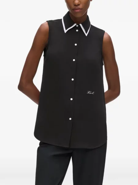 Bluză Karl Lagerfeld fără mâneci negru