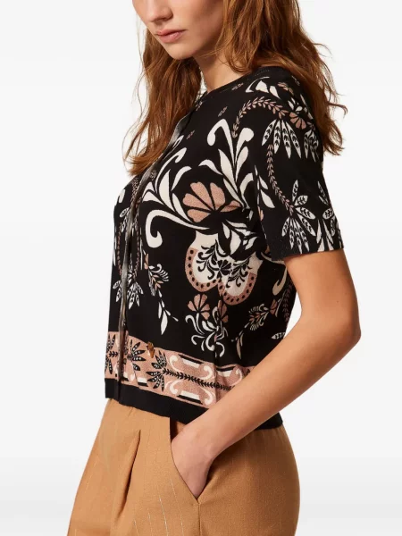 Fular Twinset cu imagine negru