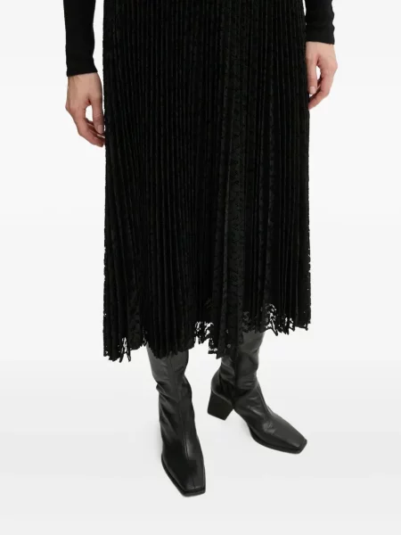 Fusta plisata Theory plisată din dantelă până la genunchi negru