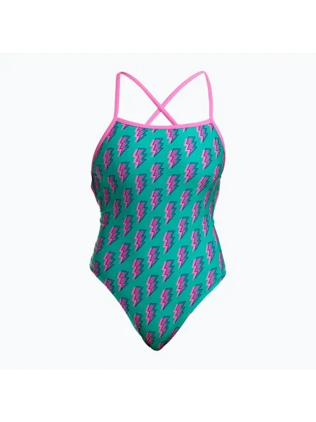 Funkita női egyrészes fürdőruha Strapped In One Piece zip zap. Méret: 10 AUS lila