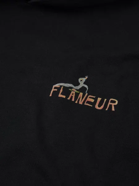 Grafic hanorac cu glugă Flâneur cu broderie negru