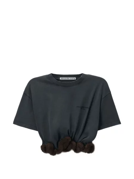 Garnitură de blană scurt tricou Alexander Wang cu blană negru