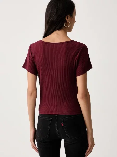 Levi's T-shirt z AUSTEN BUTTON THROUGH SS czerwona
