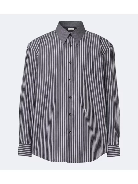 Cămașă Saint Laurent cu dungi din poplin gri