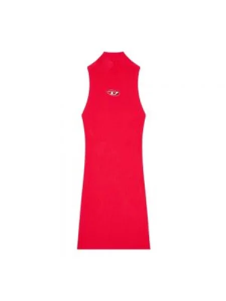 Sukienka Diesel z wysokim kołnierzem garniturowa różowa