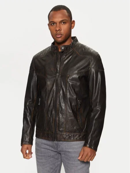 Usnjena jakna Milestone rjava