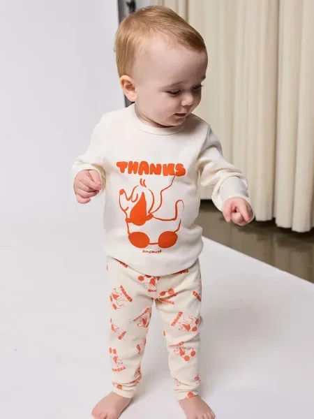 Bobo Choses tričko s dlouhým rukávem Rolling dog béžové