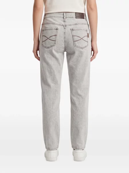 Дънки straight leg Brunello Cucinelli дизайн с пет джоба сиво