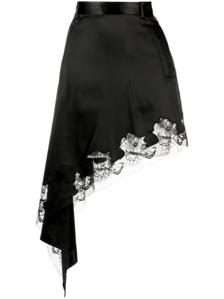 Fustă midi Jnby din dantelă până la genunchi negru