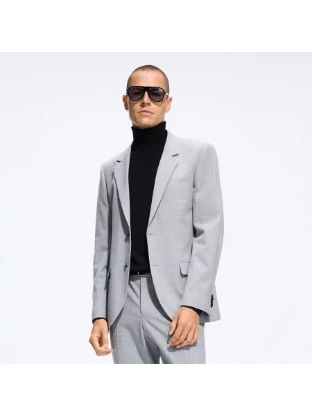 Reserved Kostkovaný blejzr slim fit světle šedá