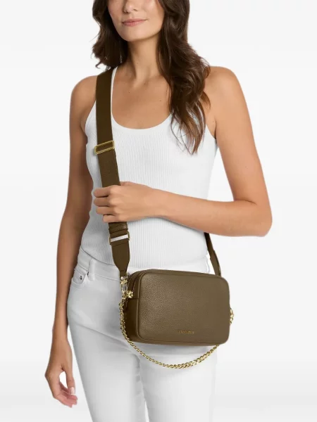 Matlasat geanta crossbody Michael Michael Kors cu autograf maro