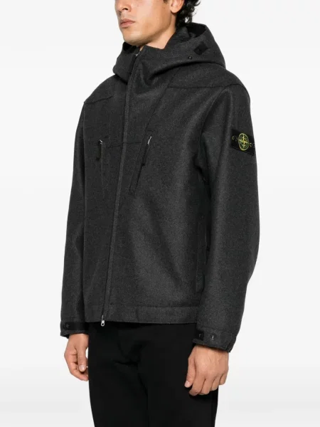 Geacă Stone Island cu glugă cu strasuri gri
