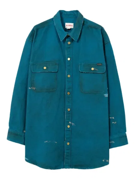 Риза Kamiya с протрити краища синьо